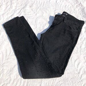 Guess Jeans 1981 Black Denim Embellished w Rhinestone Bling Women's Sz 30
